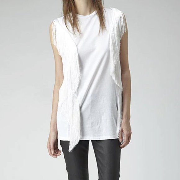 Acne Studios Zone Fringe Sleeveless Tee - Picture 1 of 9